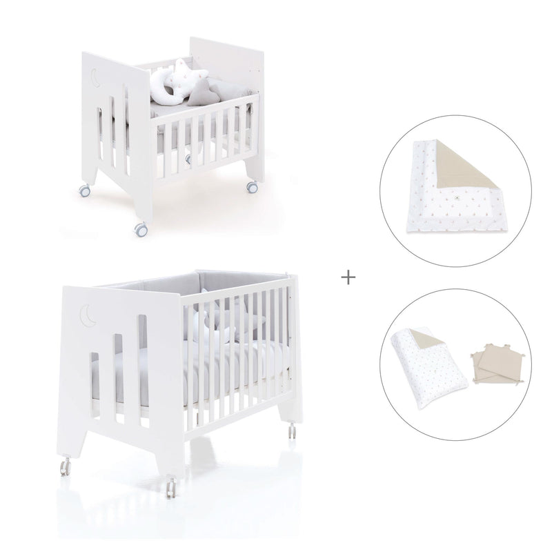 Minicuna 60x80 cm y cuna 60x120 cm (7en1) blanca · Omni Tre White C181T-M7700