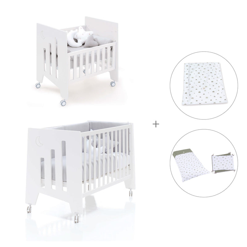 Minicuna 60x80 cm y cuna 60x120 cm (7en1) blanca · Omni Tre White C181T-M7700