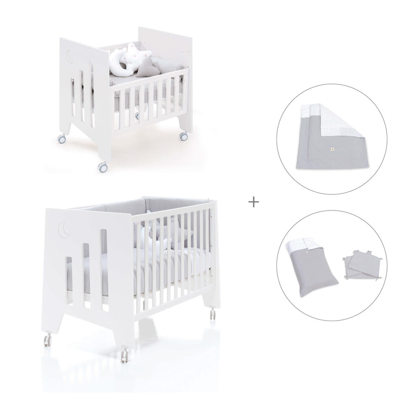 Minicuna 60x80 cm y cuna 60x120 cm (7en1) blanca · Omni Tre White C181T-M7700