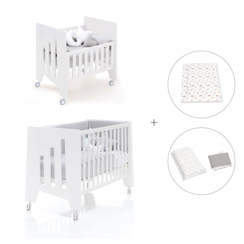 Minicuna 60x80 cm y cuna 60x120 cm (7en1) blanca · Omni Tre White C181T-M7700