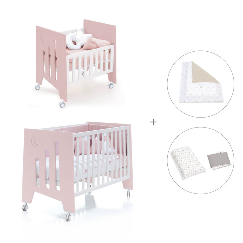Minicuna 60x80 cm y cuna 60x120 cm (7en1) rosa claro · Omni Tre Flamingo C181T-M7742