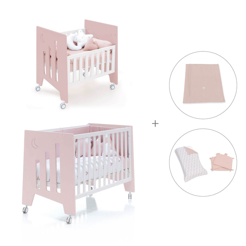 Minicuna 60x80 cm y cuna 60x120 cm (7en1) rosa claro · Omni Tre Flamingo C181T-M7742