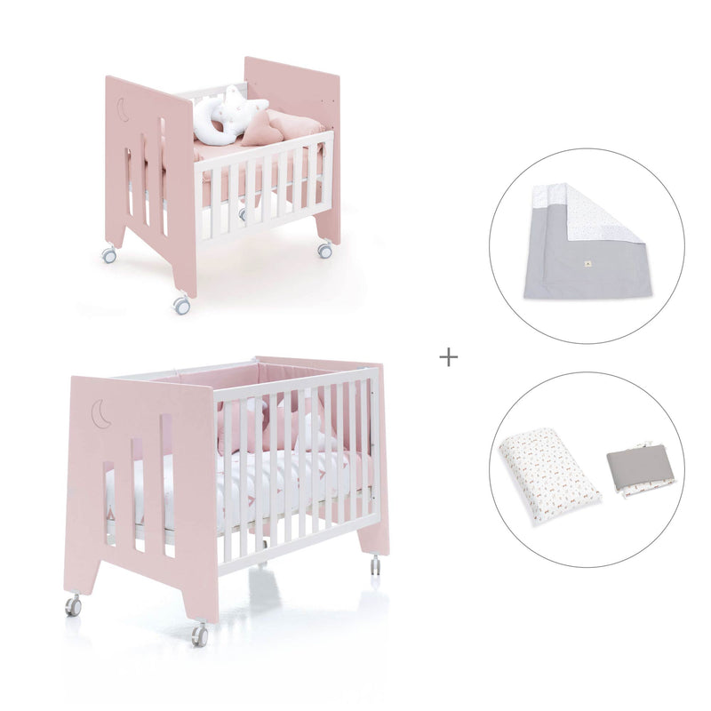 Minicuna 60x80 cm y cuna 60x120 cm (7en1) rosa claro · Omni Tre Flamingo C181T-M7742