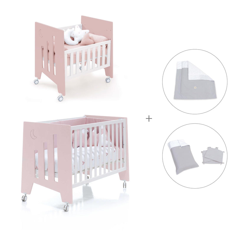 Minicuna 60x80 cm y cuna 60x120 cm (7en1) rosa claro · Omni Tre Flamingo C181T-M7742