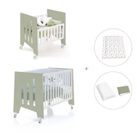 Minicuna 60x80 cm y cuna 60x120 cm (7en1) verde-oliva · Omni Tre Erba C181T-M7756