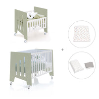 Minicuna 60x80 cm y cuna 60x120 cm (7en1) verde-oliva · Omni Tre Erba C181T-M7756