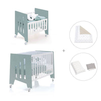 Minicuna 60x80 cm y cuna 60x120 cm (7en1) verde eucalipto · Omni Tre Eucalyptus C181T-M7757