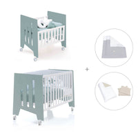 Minicuna 60x80 cm y cuna 60x120 cm (7en1) verde eucalipto · Omni Tre Eucalyptus C181T-M7757