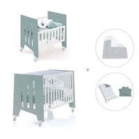 Minicuna 60x80 cm y cuna 60x120 cm (7en1) verde eucalipto · Omni Tre Eucalyptus C181T-M7757