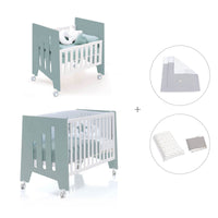 Minicuna 60x80 cm y cuna 60x120 cm (7en1) verde eucalipto · Omni Tre Eucalyptus C181T-M7757