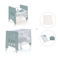 Minicuna 60x80 cm y cuna 60x120 cm (7en1) verde eucalipto · Omni Tre Eucalyptus C181T-M7757