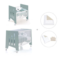 Minicuna 60x80 cm y cuna 60x120 cm (7en1) verde eucalipto · Omni Tre Eucalyptus C181T-M7757