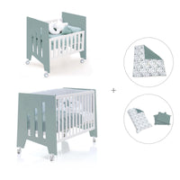 Minicuna 60x80 cm y cuna 60x120 cm (7en1) verde eucalipto · Omni Tre Eucalyptus C181T-M7757