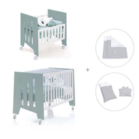 Minicuna 60x80 cm y cuna 60x120 cm (7en1) verde eucalipto · Omni Tre Eucalyptus C181T-M7757