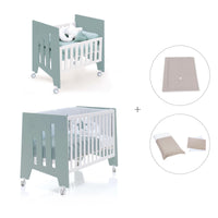 Minicuna 60x80 cm y cuna 60x120 cm (7en1) verde eucalipto · Omni Tre Eucalyptus C181T-M7757