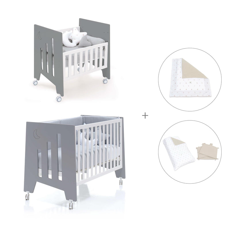 Minicuna 60x80 cm y cuna 60x120 cm (7en1) antracita · Omni Tre Antracita C181T-M7758