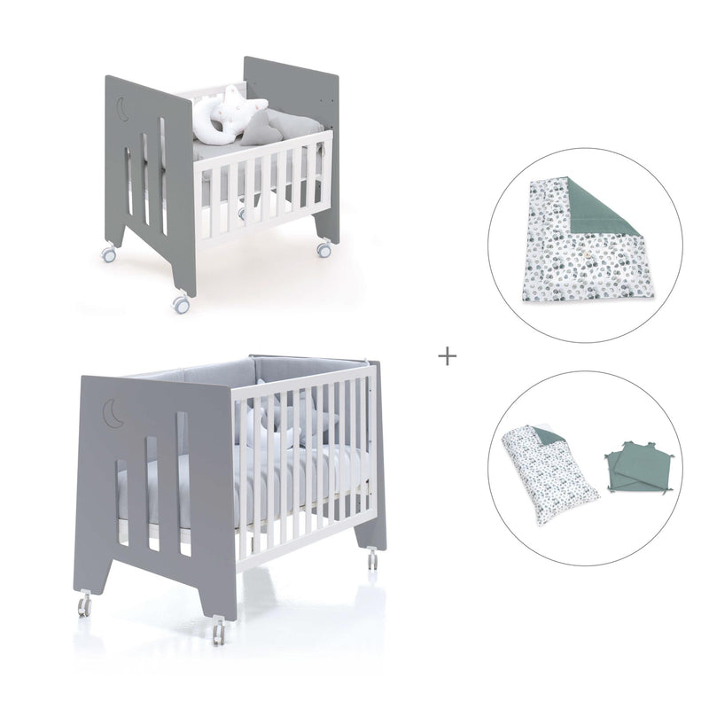 Minicuna 60x80 cm y cuna 60x120 cm (7en1) antracita · Omni Tre Antracita C181T-M7758