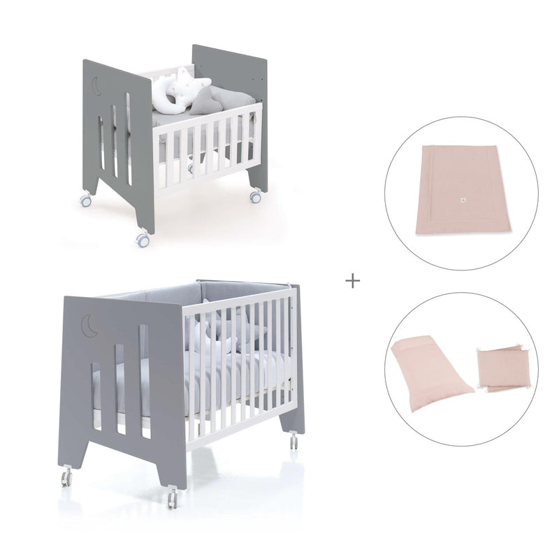 Minicuna 60x80 cm y cuna 60x120 cm (7en1) antracita · Omni Tre Antracita C181T-M7758
