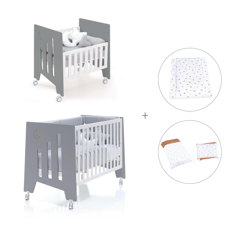 Minicuna 60x80 cm y cuna 60x120 cm (7en1) antracita · Omni Tre Antracita C181T-M7758
