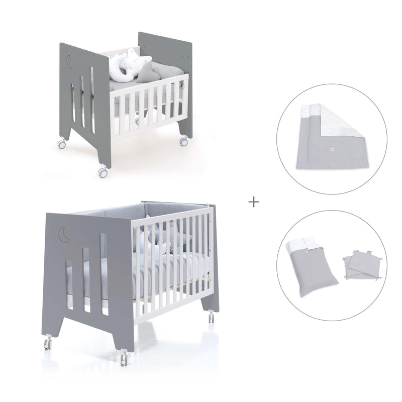 Minicuna 60x80 cm y cuna 60x120 cm (7en1) antracita · Omni Tre Antracita C181T-M7758