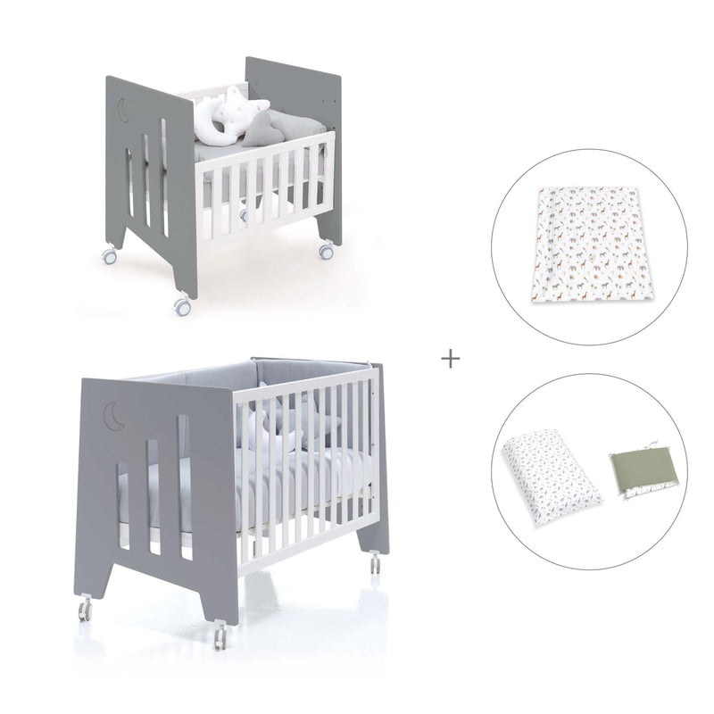 Minicuna 60x80 cm y cuna 60x120 cm (7en1) antracita · Omni Tre Antracita C181T-M7758