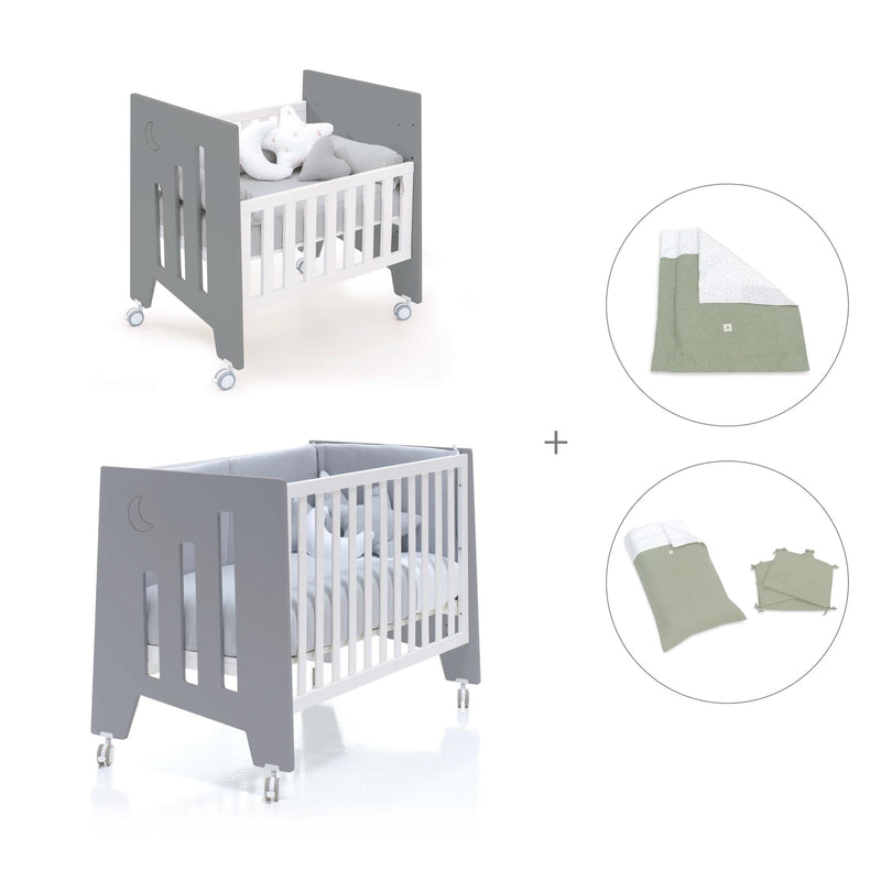 Minicuna 60x80 cm y cuna 60x120 cm (7en1) antracita · Omni Tre Antracita C181T-M7758