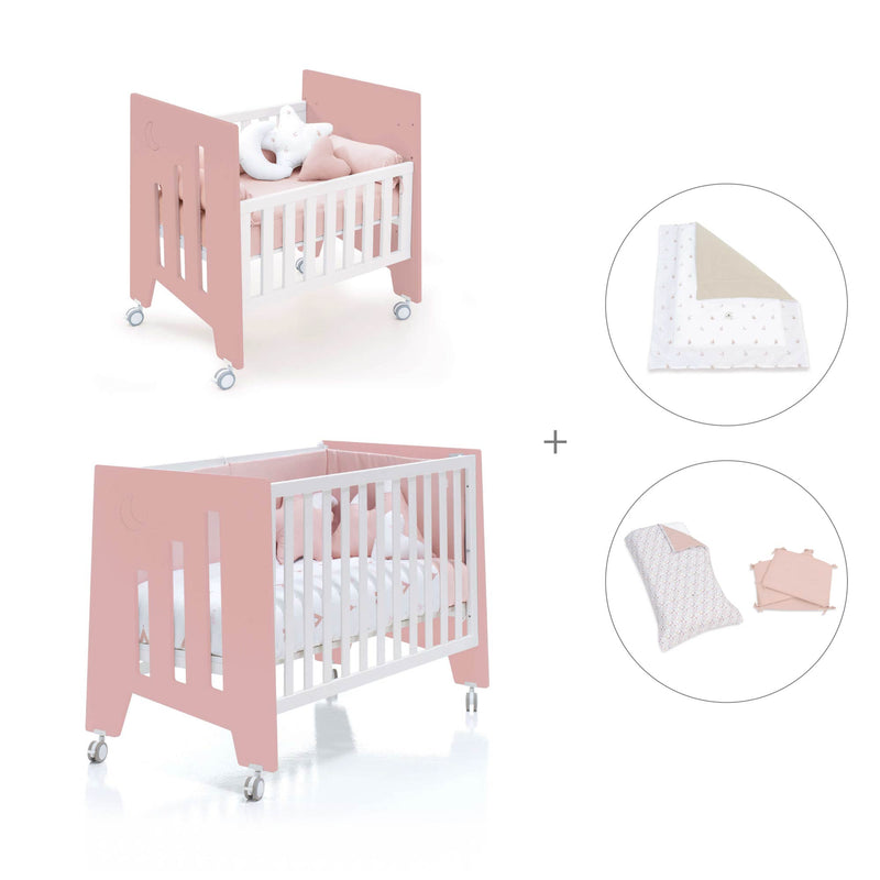 Minicuna 60x80 cm y cuna 60x120 cm (7en1) rosa · Omni Tre Quarzo C181T-M7759