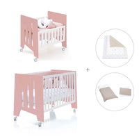 Minicuna 60x80 cm y cuna 60x120 cm (7en1) rosa · Omni Tre Quarzo C181T-M7759