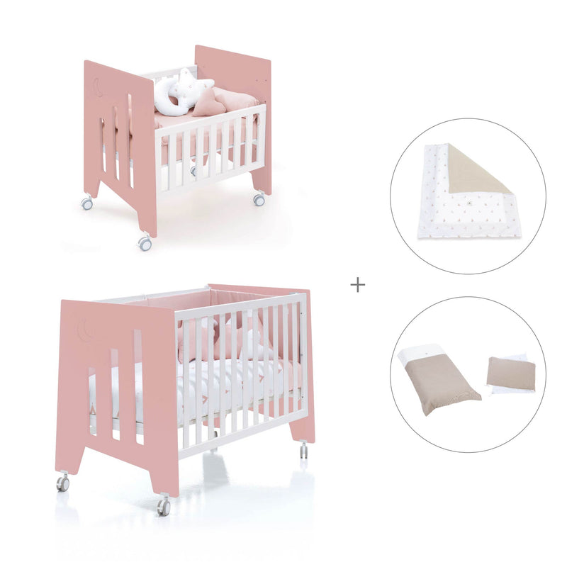 Minicuna 60x80 cm y cuna 60x120 cm (7en1) rosa · Omni Tre Quarzo C181T-M7759