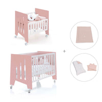 Minicuna 60x80 cm y cuna 60x120 cm (7en1) rosa · Omni Tre Quarzo C181T-M7759