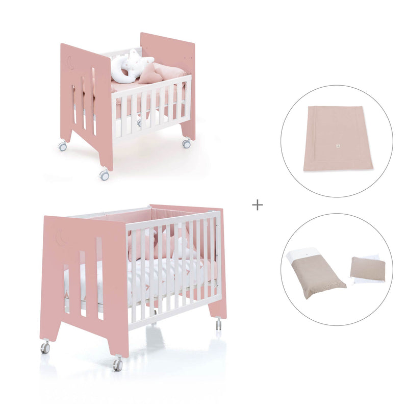 Minicuna 60x80 cm y cuna 60x120 cm (7en1) rosa · Omni Tre Quarzo C181T-M7759