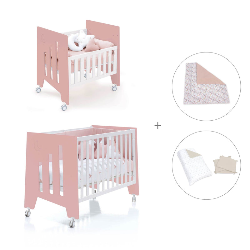 Minicuna 60x80 cm y cuna 60x120 cm (7en1) rosa · Omni Tre Quarzo C181T-M7759