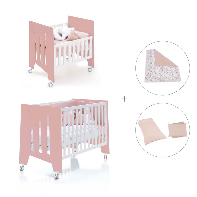 Minicuna 60x80 cm y cuna 60x120 cm (7en1) rosa · Omni Tre Quarzo C181T-M7759