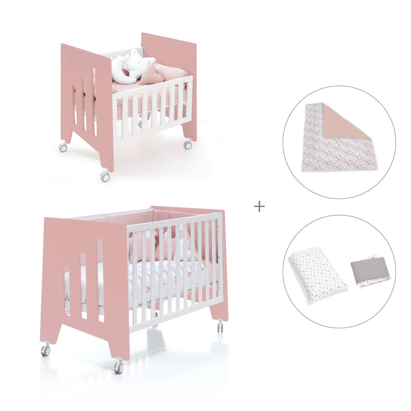 Minicuna 60x80 cm y cuna 60x120 cm (7en1) rosa · Omni Tre Quarzo C181T-M7759