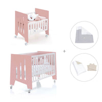 Minicuna 60x80 cm y cuna 60x120 cm (7en1) rosa · Omni Tre Quarzo C181T-M7759