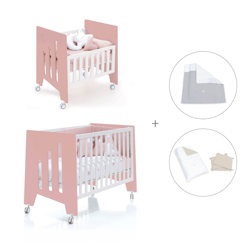 Minicuna 60x80 cm y cuna 60x120 cm (7en1) rosa · Omni Tre Quarzo C181T-M7759
