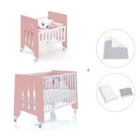Minicuna 60x80 cm y cuna 60x120 cm (7en1) rosa · Omni Tre Quarzo C181T-M7759