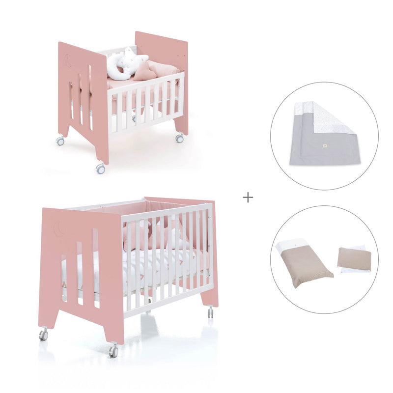 Minicuna 60x80 cm y cuna 60x120 cm (7en1) rosa · Omni Tre Quarzo C181T-M7759