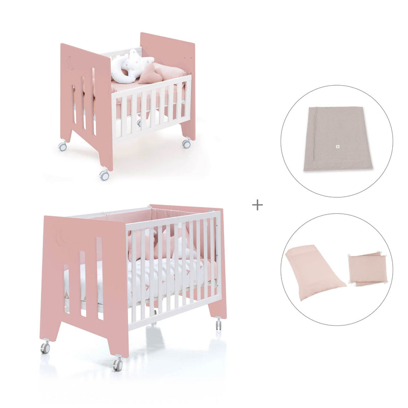 Minicuna 60x80 cm y cuna 60x120 cm (7en1) rosa · Omni Tre Quarzo C181T-M7759