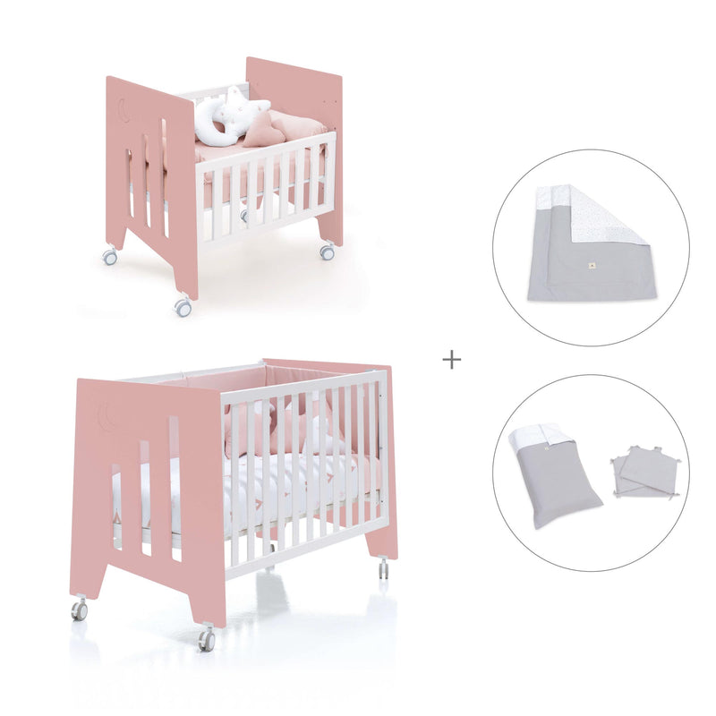 Minicuna 60x80 cm y cuna 60x120 cm (7en1) rosa · Omni Tre Quarzo C181T-M7759