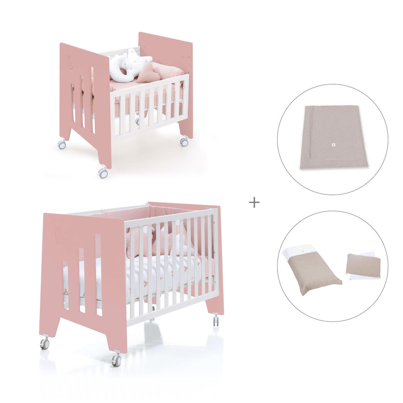 Minicuna 60x80 cm y cuna 60x120 cm (7en1) rosa · Omni Tre Quarzo C181T-M7759