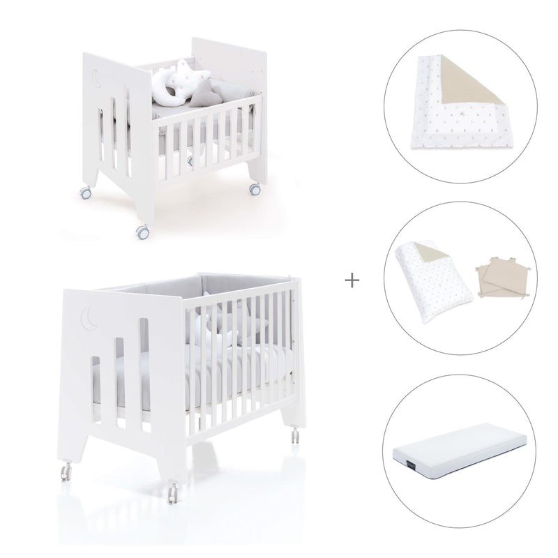 Minicuna 60x80 cm y cuna 60x120 cm (7en1) blanca · Omni Tre White C181T-M7700