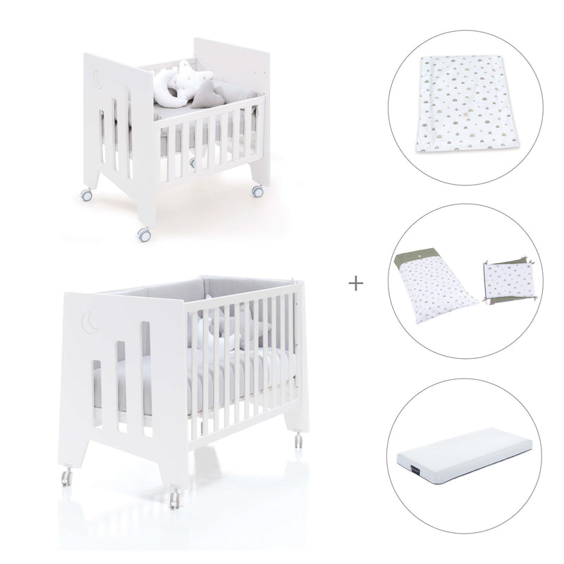 Minicuna 60x80 cm y cuna 60x120 cm (7en1) blanca · Omni Tre White C181T-M7700