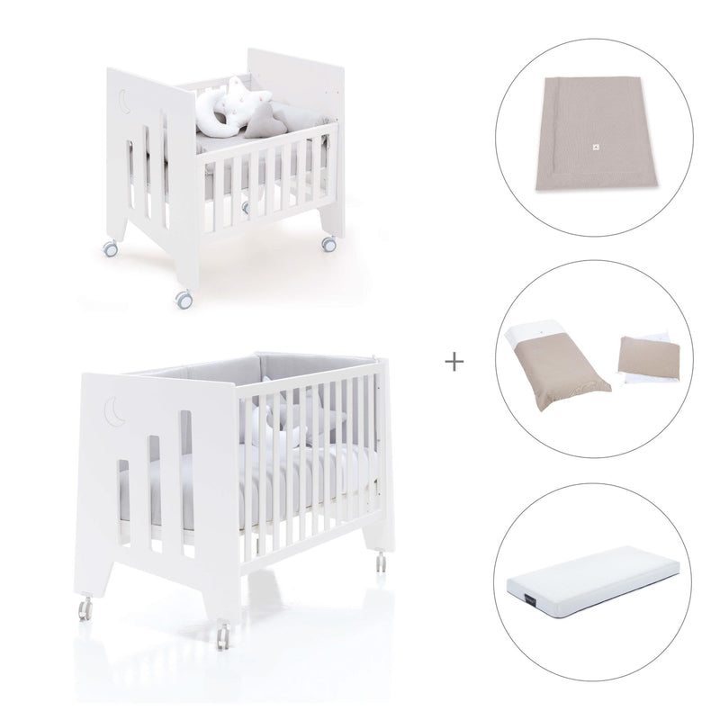 Minicuna 60x80 cm y cuna 60x120 cm (7en1) blanca · Omni Tre White C181T-M7700