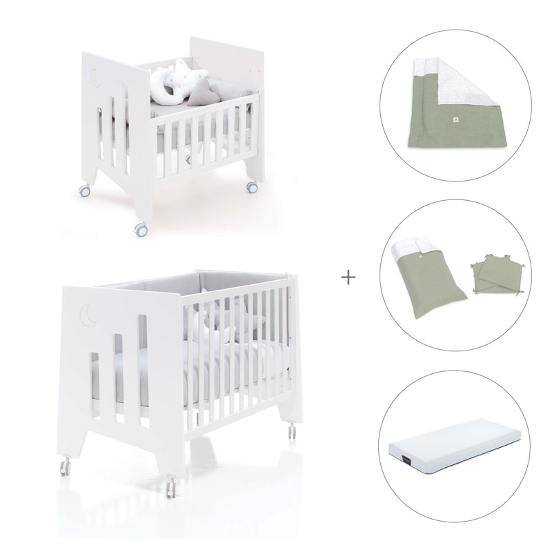 Minicuna 60x80 cm y cuna 60x120 cm (7en1) blanca · Omni Tre White C181T-M7700