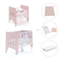 Minicuna 60x80 cm y cuna 60x120 cm (7en1) rosa claro · Omni Tre Flamingo C181T-M7742