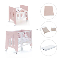 Minicuna 60x80 cm y cuna 60x120 cm (7en1) rosa claro · Omni Tre Flamingo C181T-M7742