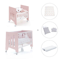 Minicuna 60x80 cm y cuna 60x120 cm (7en1) rosa claro · Omni Tre Flamingo C181T-M7742