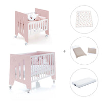 Minicuna 60x80 cm y cuna 60x120 cm (7en1) rosa claro · Omni Tre Flamingo C181T-M7742