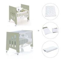 Minicuna 60x80 cm y cuna 60x120 cm (7en1) verde-oliva · Omni Tre Erba C181T-M7756